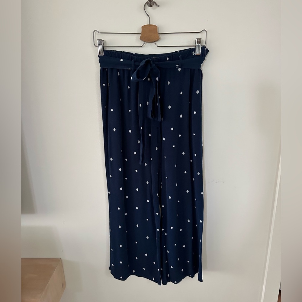 Women’s Small Navy Polka Dot Culottes with tie waist